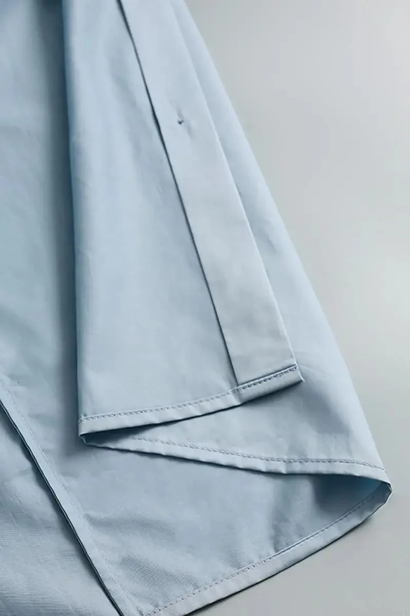 100 Cotton Oversized Button Down Drop Shoulder Shirt with Curved Hemline