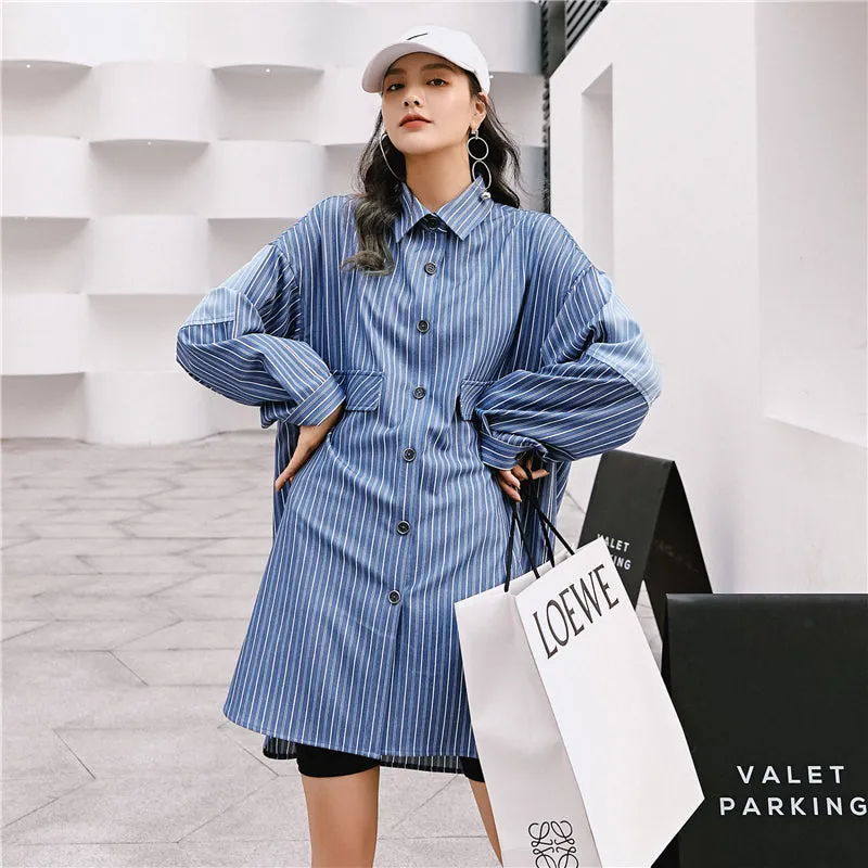 8GIRLS LONGLINE STRIPE SHIRT WITH DETACHABLE VEST