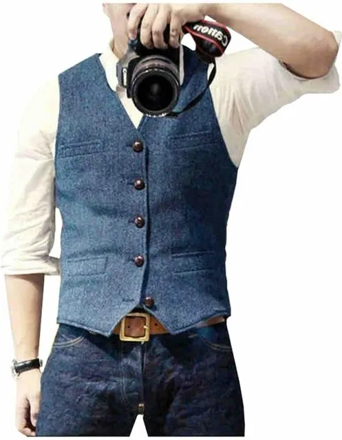 Aidase Men's Casual Suit Vest Steampunk Style Wedding Best Man Waistcoat