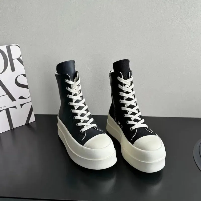 binfenxie  -  Thick bottom height increase gang shoes female tide cool summer new lace up muffin plate shoes with skirt short boots