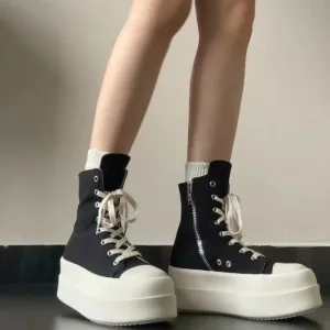 binfenxie  -  Thick bottom height increase gang shoes female tide cool summer new lace up muffin plate shoes with skirt short boots