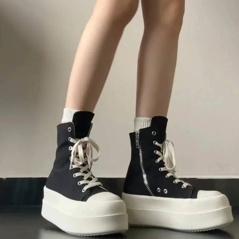 binfenxie  -  Thick bottom height increase gang shoes female tide cool summer new lace up muffin plate shoes with skirt short boots