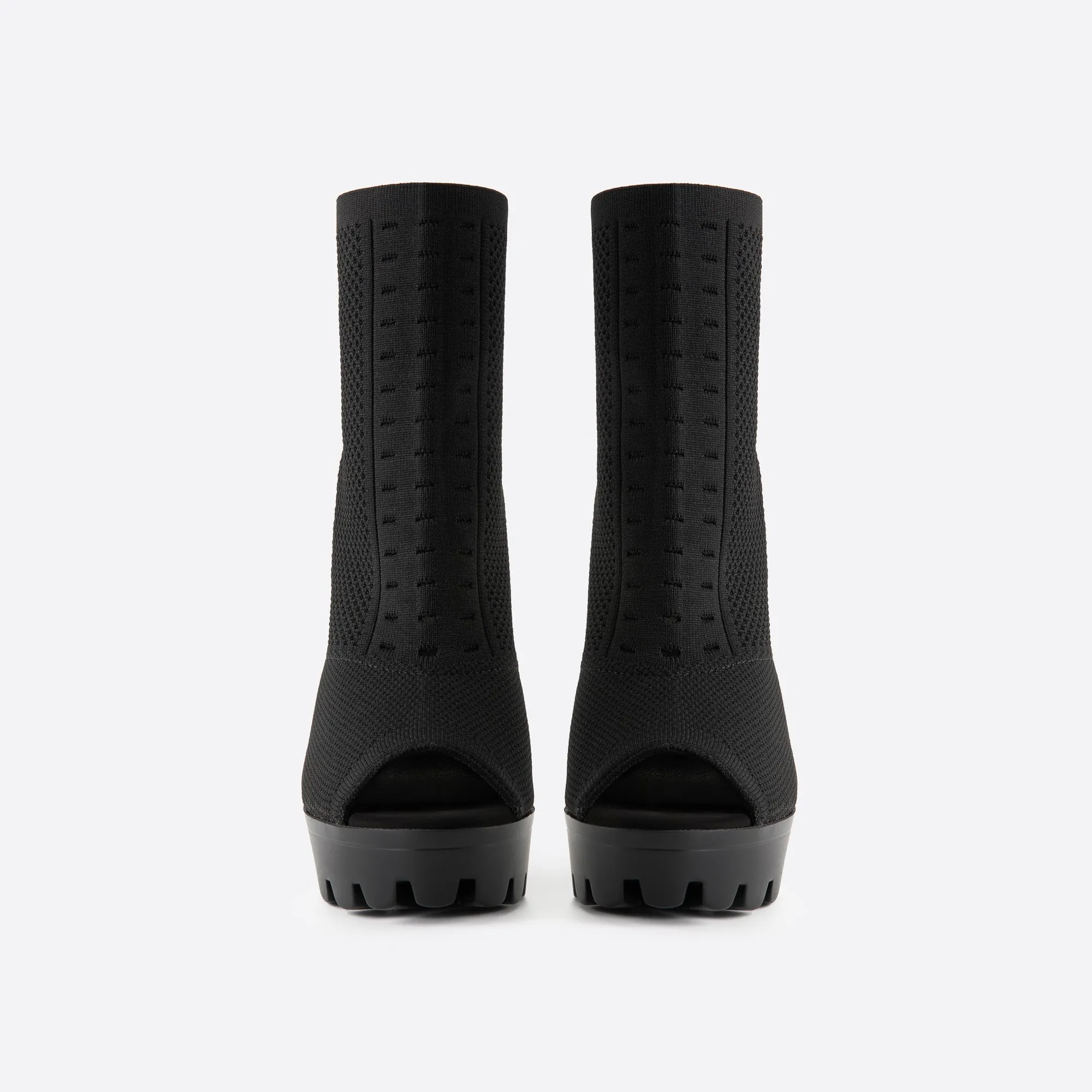 binfenxie- Women Peep Toe Block Sock Boots