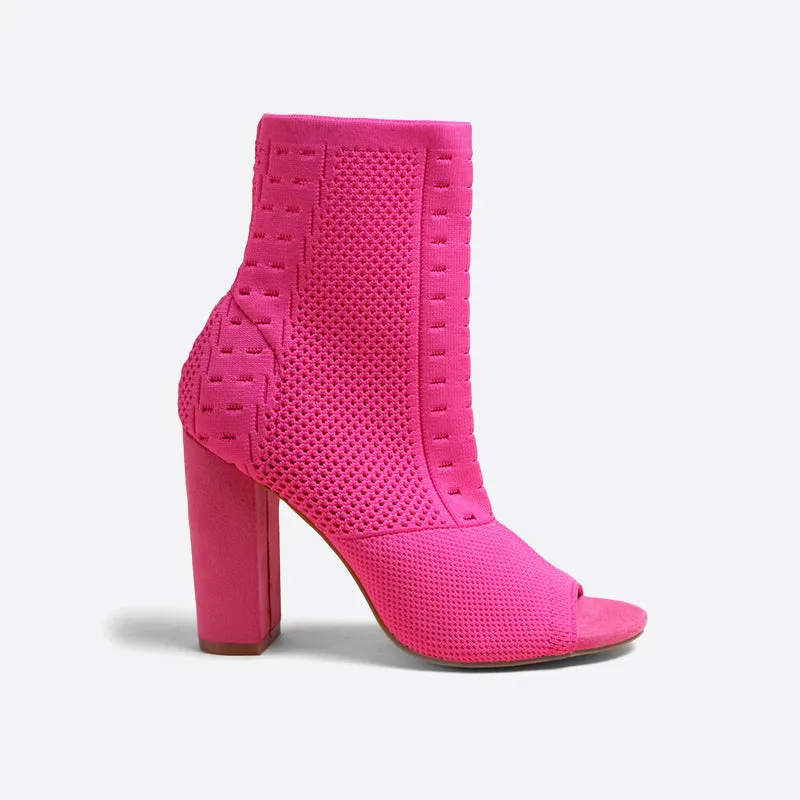 binfenxie- Women Peep Toe Block Sock Boots