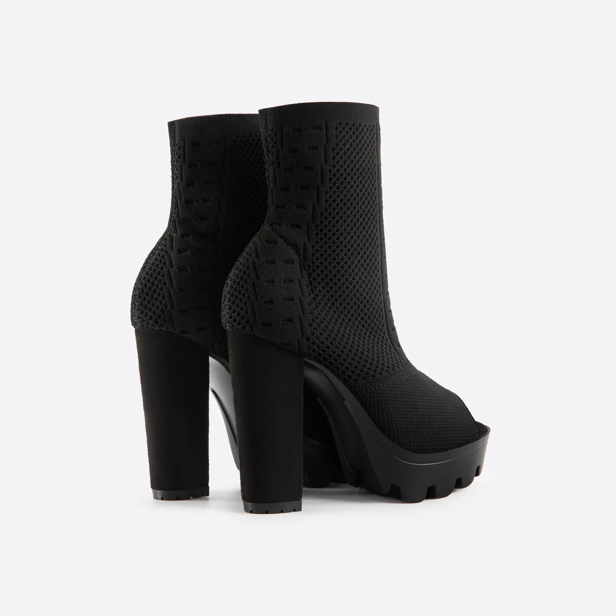 binfenxie- Women Peep Toe Block Sock Boots