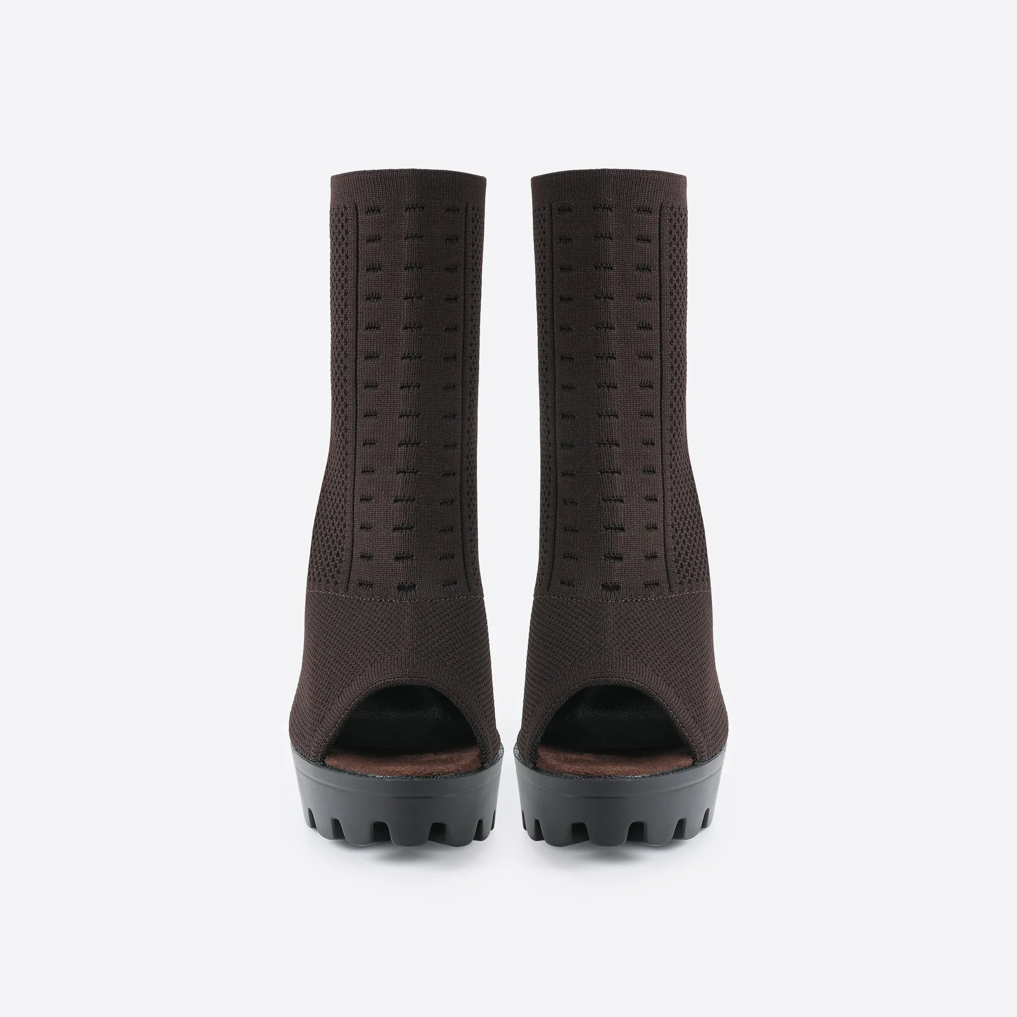 binfenxie- Women Peep Toe Block Sock Boots