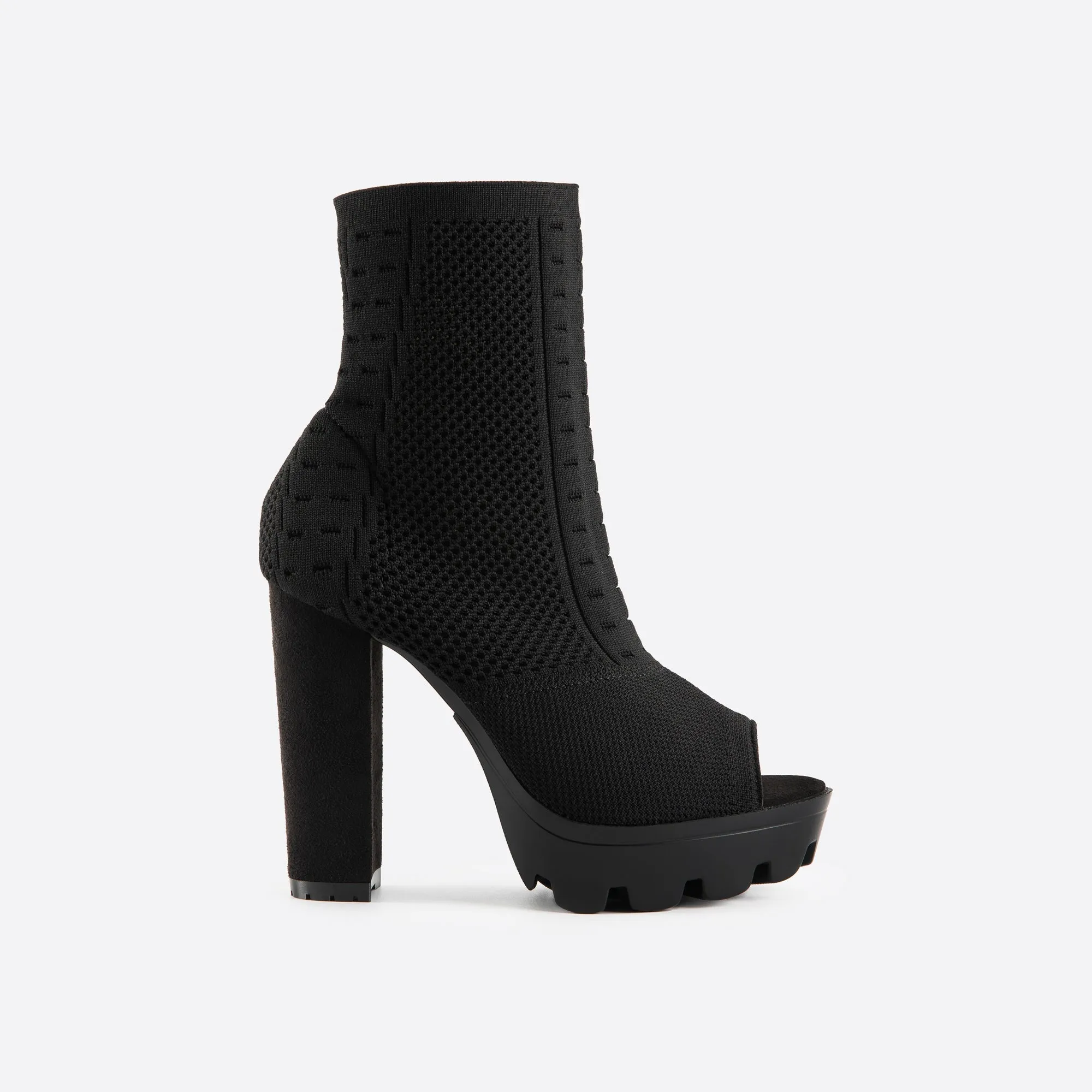 binfenxie- Women Peep Toe Block Sock Boots