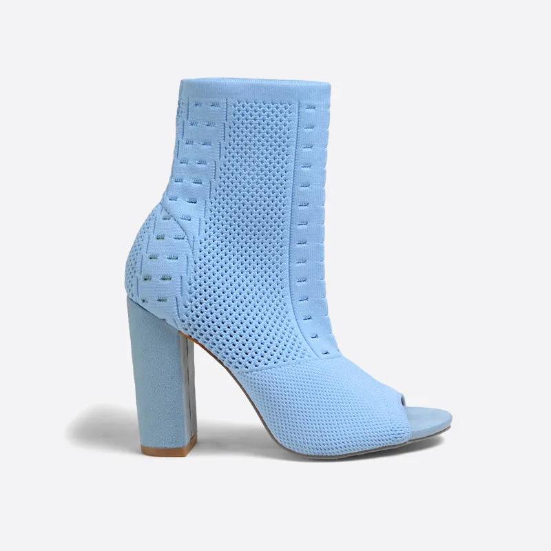 binfenxie- Women Peep Toe Block Sock Boots