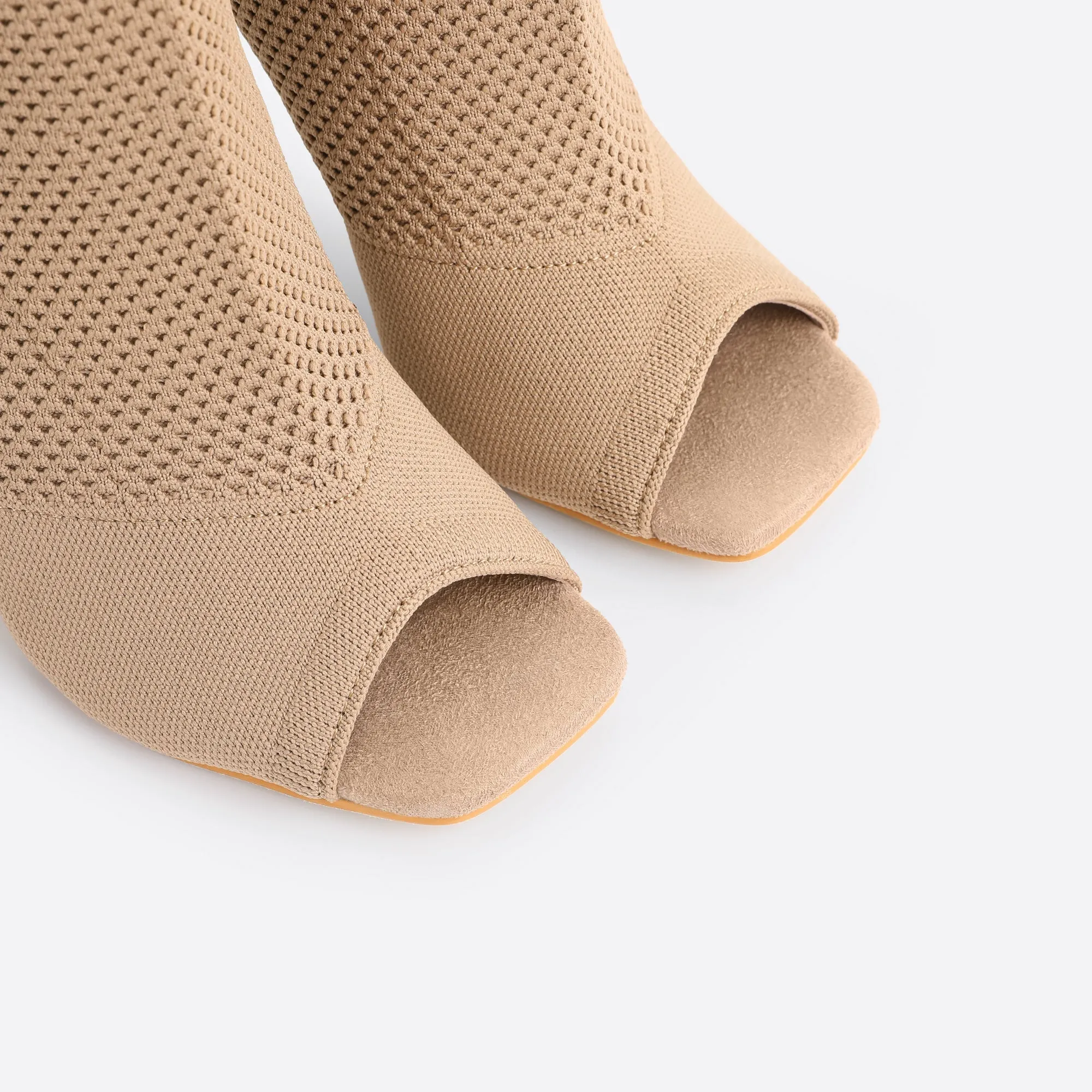 binfenxie- Women Peep Toe Stiletto Heeled Sock Boots