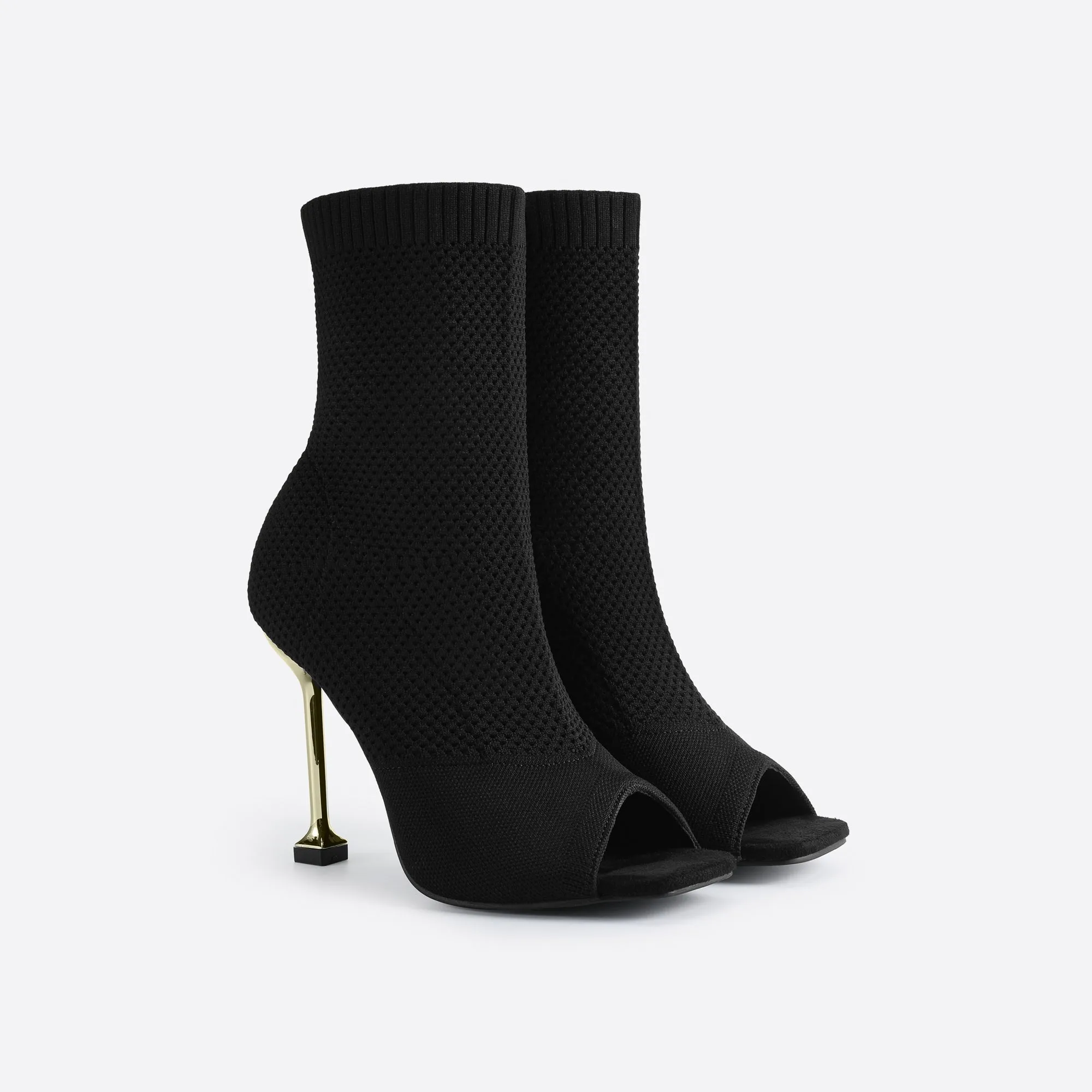 binfenxie- Women Peep Toe Stiletto Heeled Sock Boots