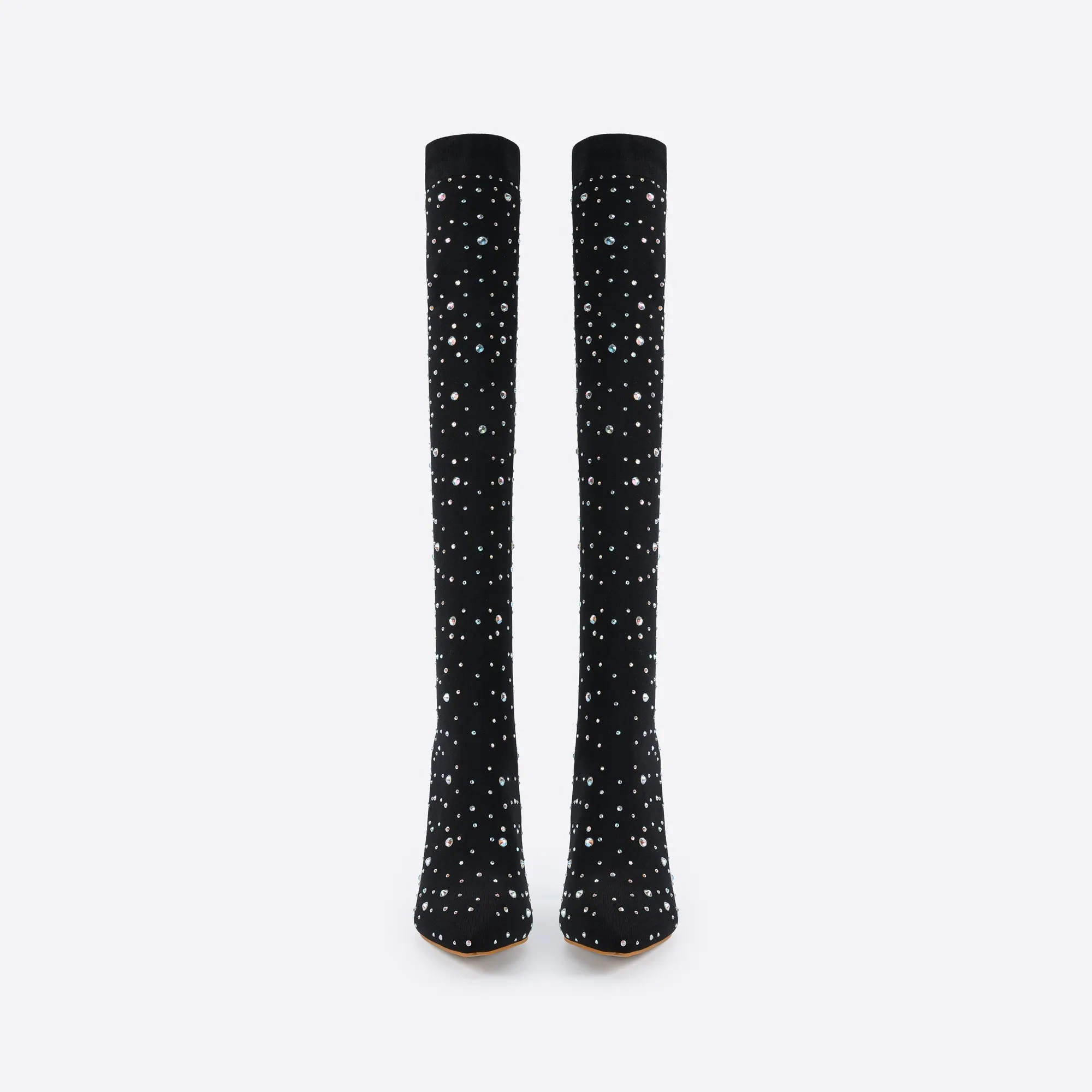 binfenxie- Women Rhinestone Over-The-Knee Sock Boots