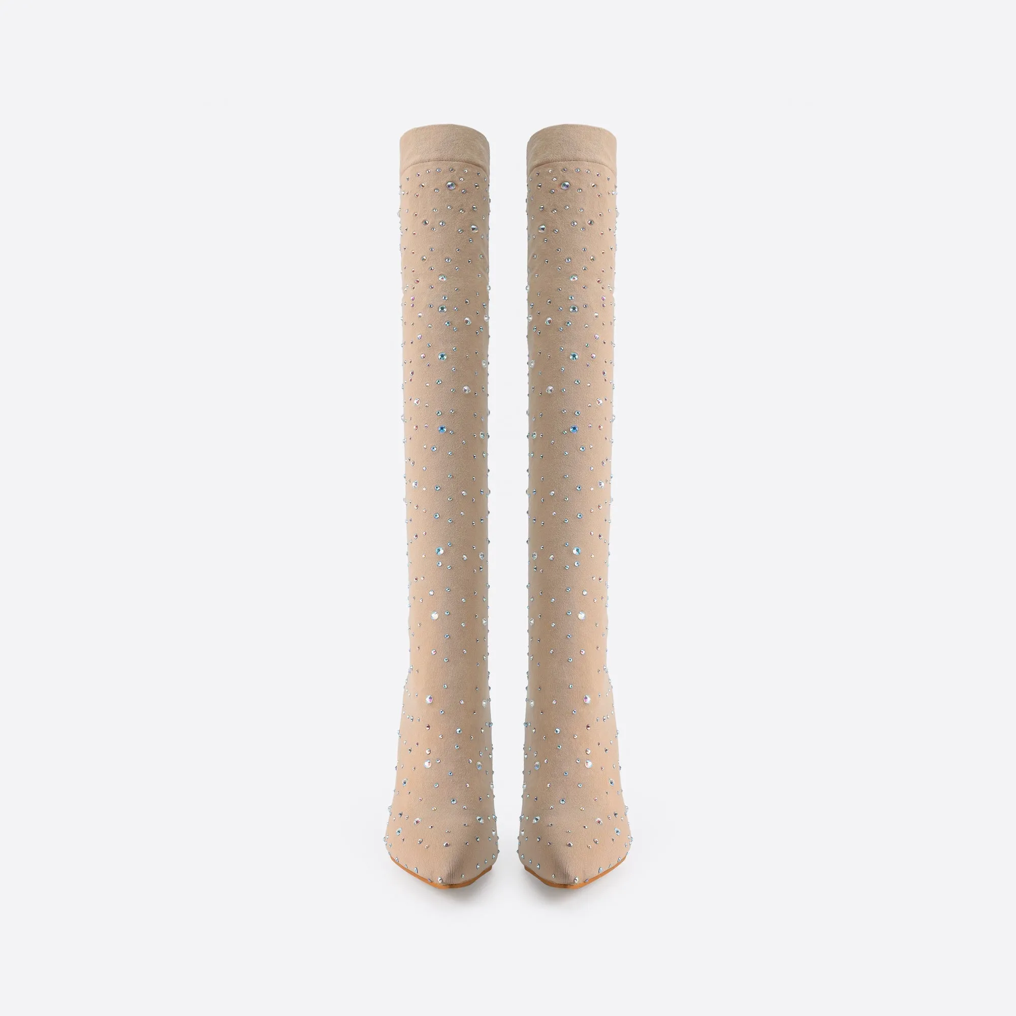 binfenxie- Women Rhinestone Over-The-Knee Sock Boots