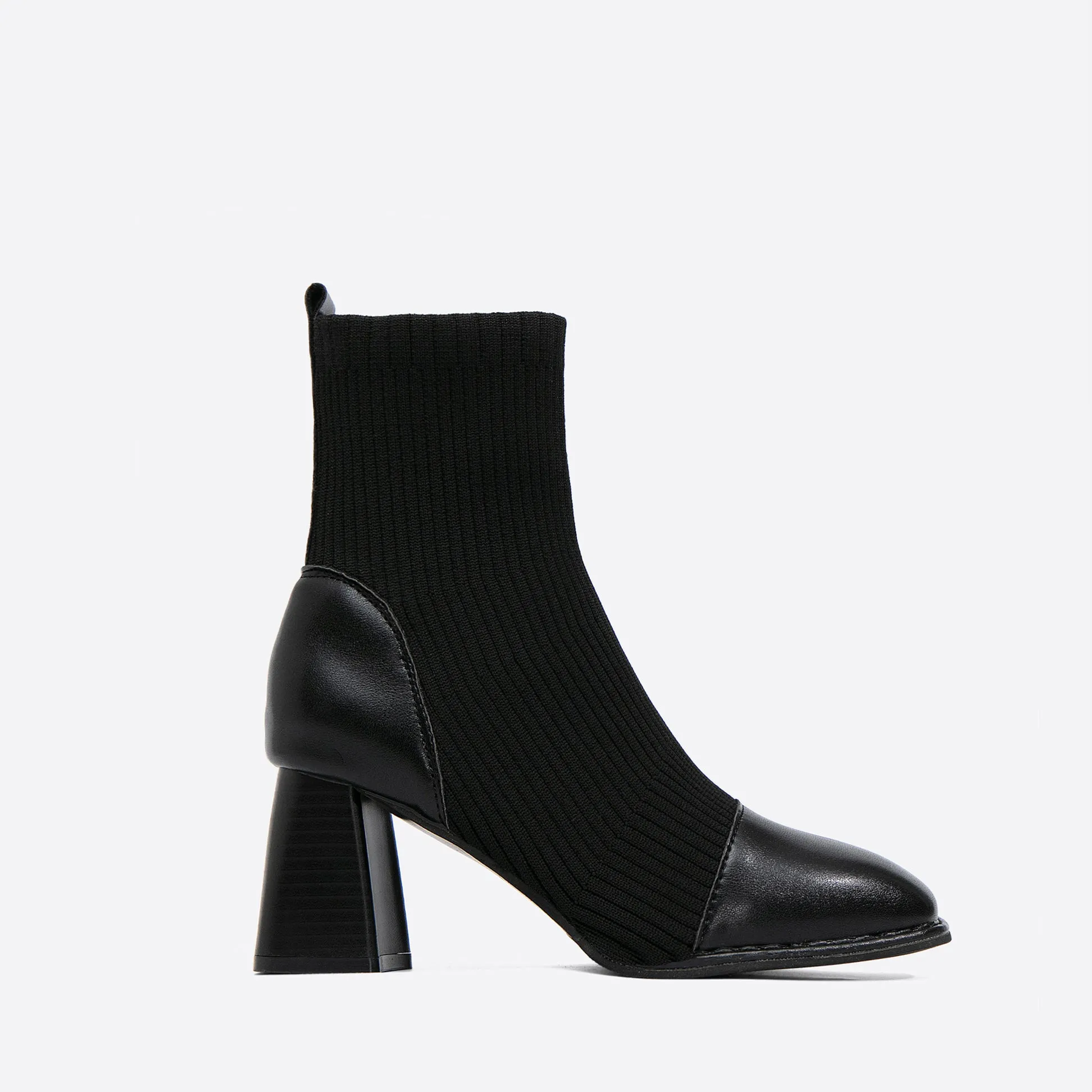 binfenxie-  Women Square Toe Knit Ankle Boots