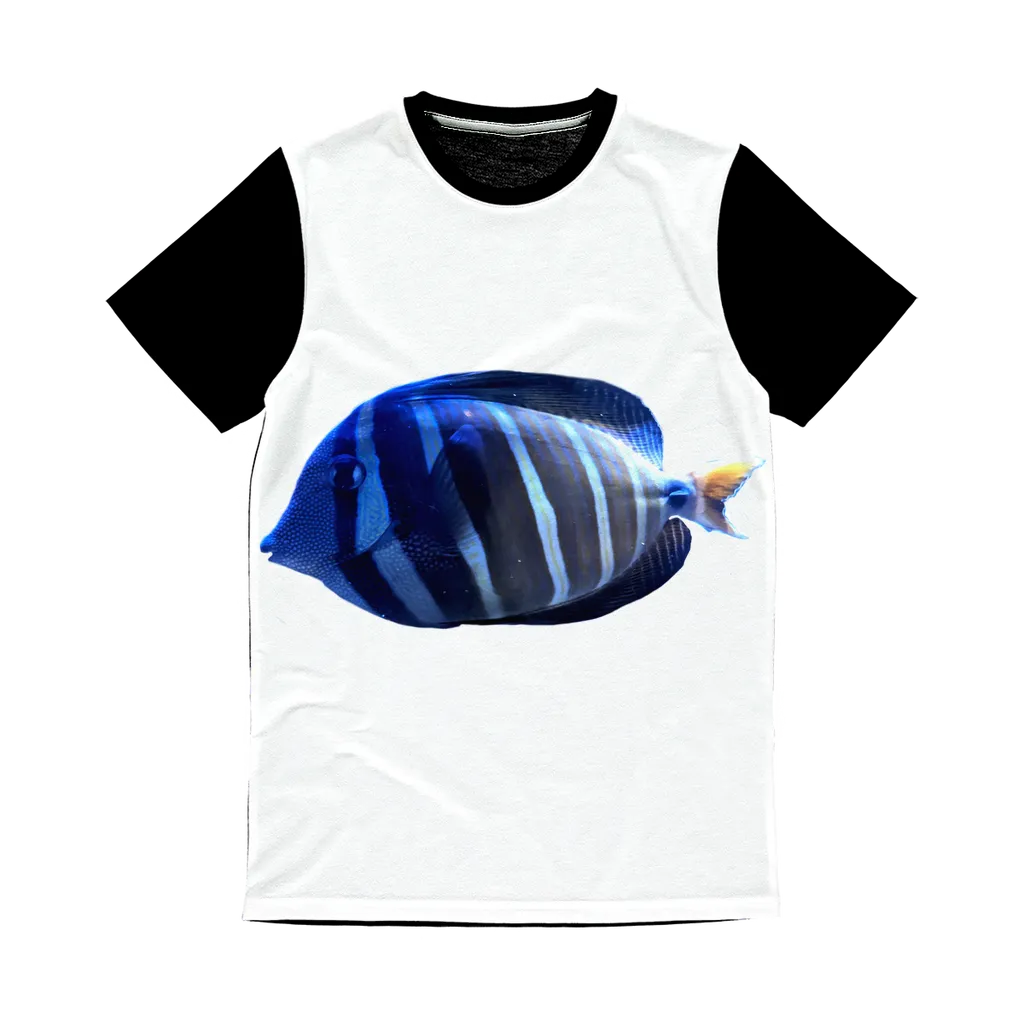 Blue Striped Fish Classic Sublimation Panel T-Shirt