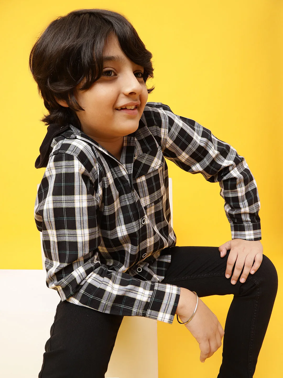 Boys Black Checks Shirt