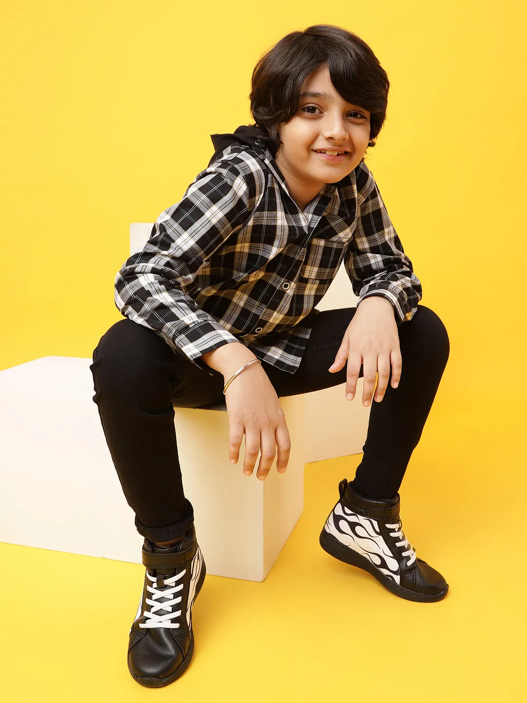 Boys Black Checks Shirt