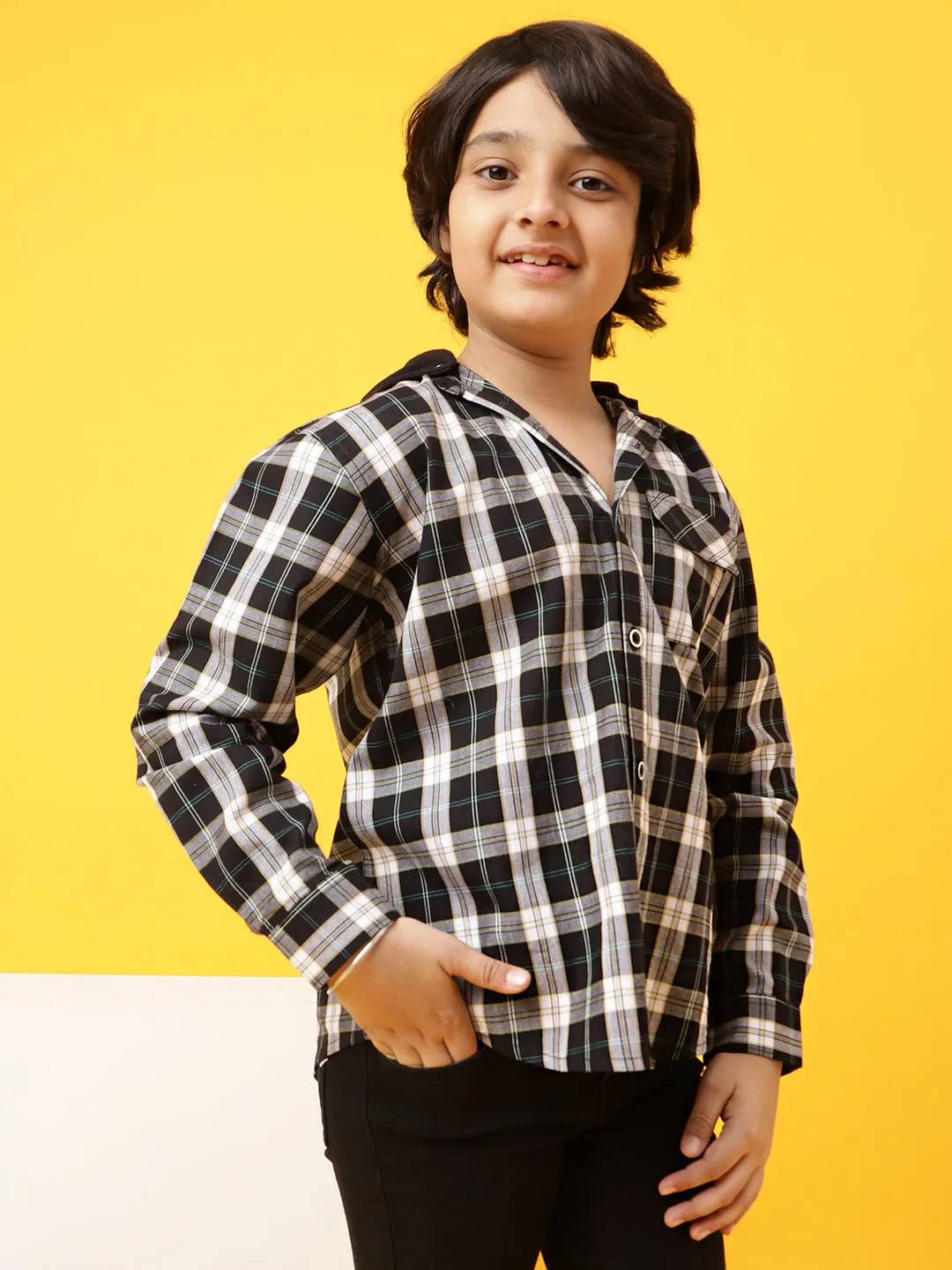 Boys Black Checks Shirt
