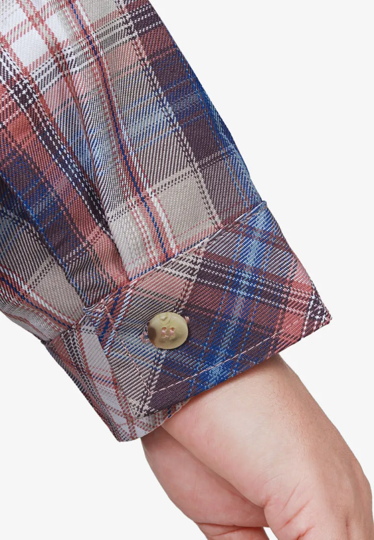 Cheara Checkered Half Button Shirt - Red