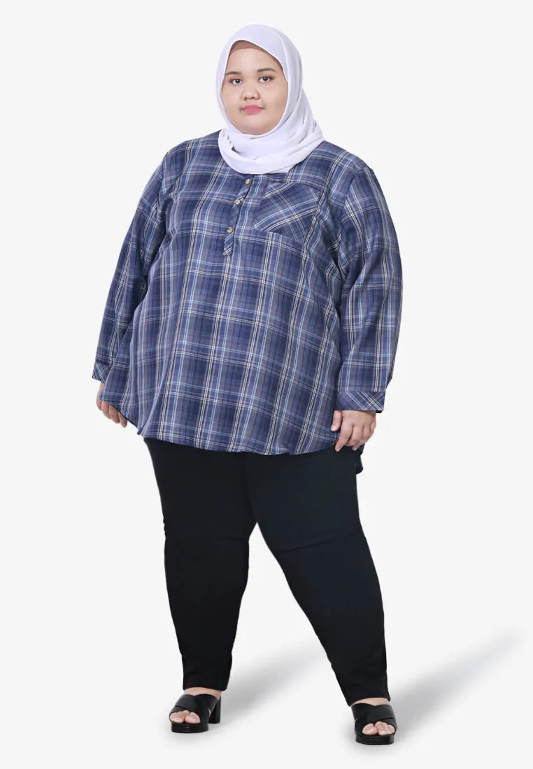 Cheara Checkered Half Button Shirt - Red