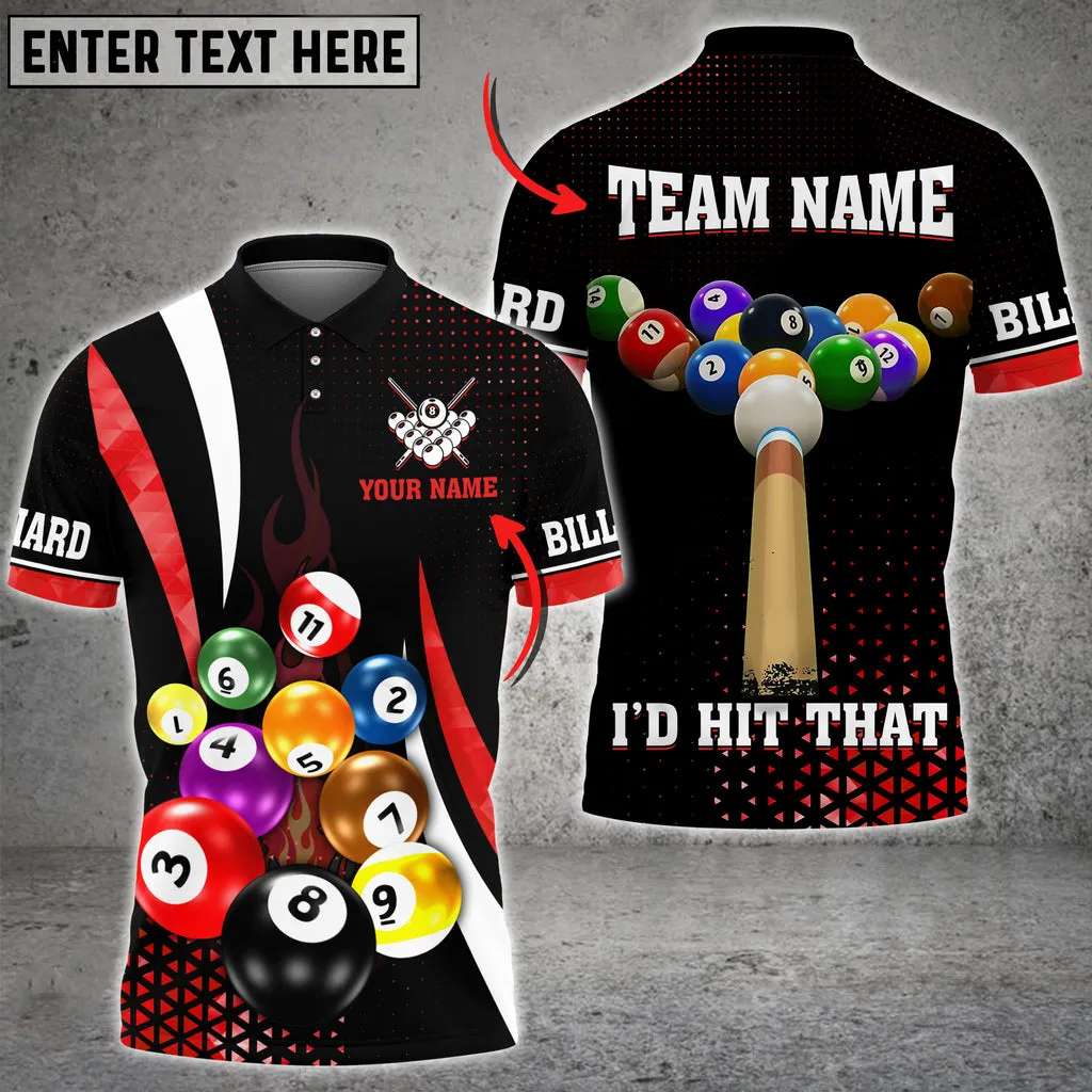 Coolspod Billiards I'd Hit That Multi Color Options Customized Name 3D Polo Shirt