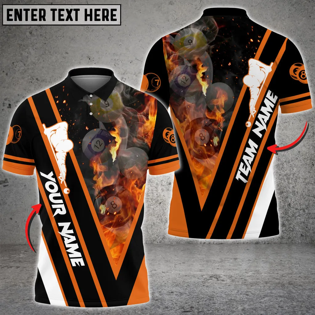 Coolspod Multi Color Billiards Flame Premium Customized Name 3D Polo Shirt