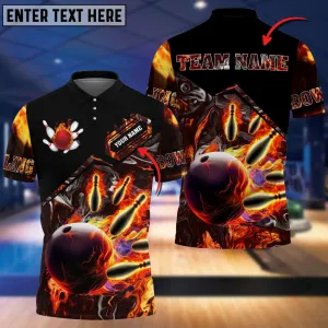 Coolspod Volcanic Rock Bowling And Pins Multicolor Option Customized Name 3D Polo Shirt