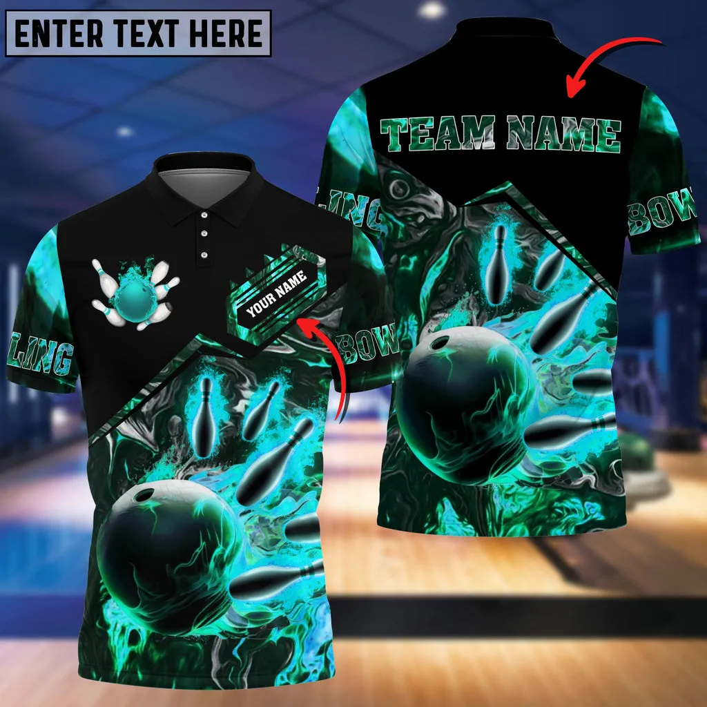Coolspod Volcanic Rock Bowling And Pins Multicolor Option Customized Name 3D Polo Shirt
