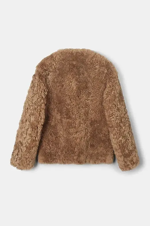 Cropped V Neck Persian Sheepskin Jacket