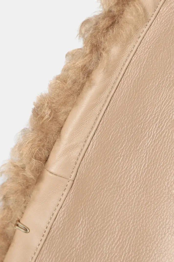 Cropped V Neck Persian Sheepskin Jacket