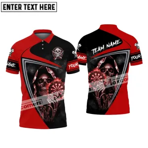 Darts Fire Flame Skull Pro Sport Jersey Multicolor Option Customized Name, Team Name 3D Polo Shirt