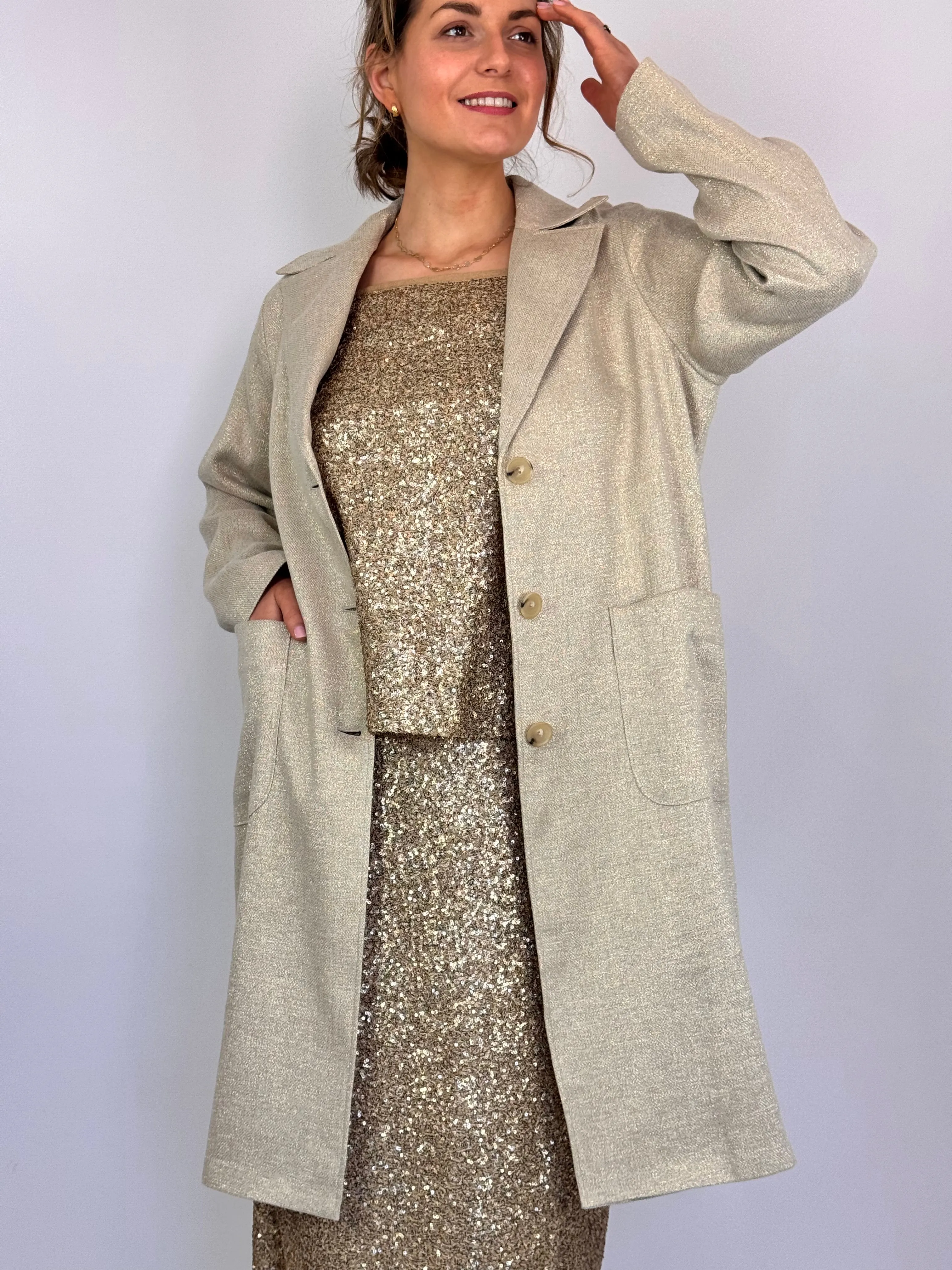 Diega Mileno Coat Silver/Gold