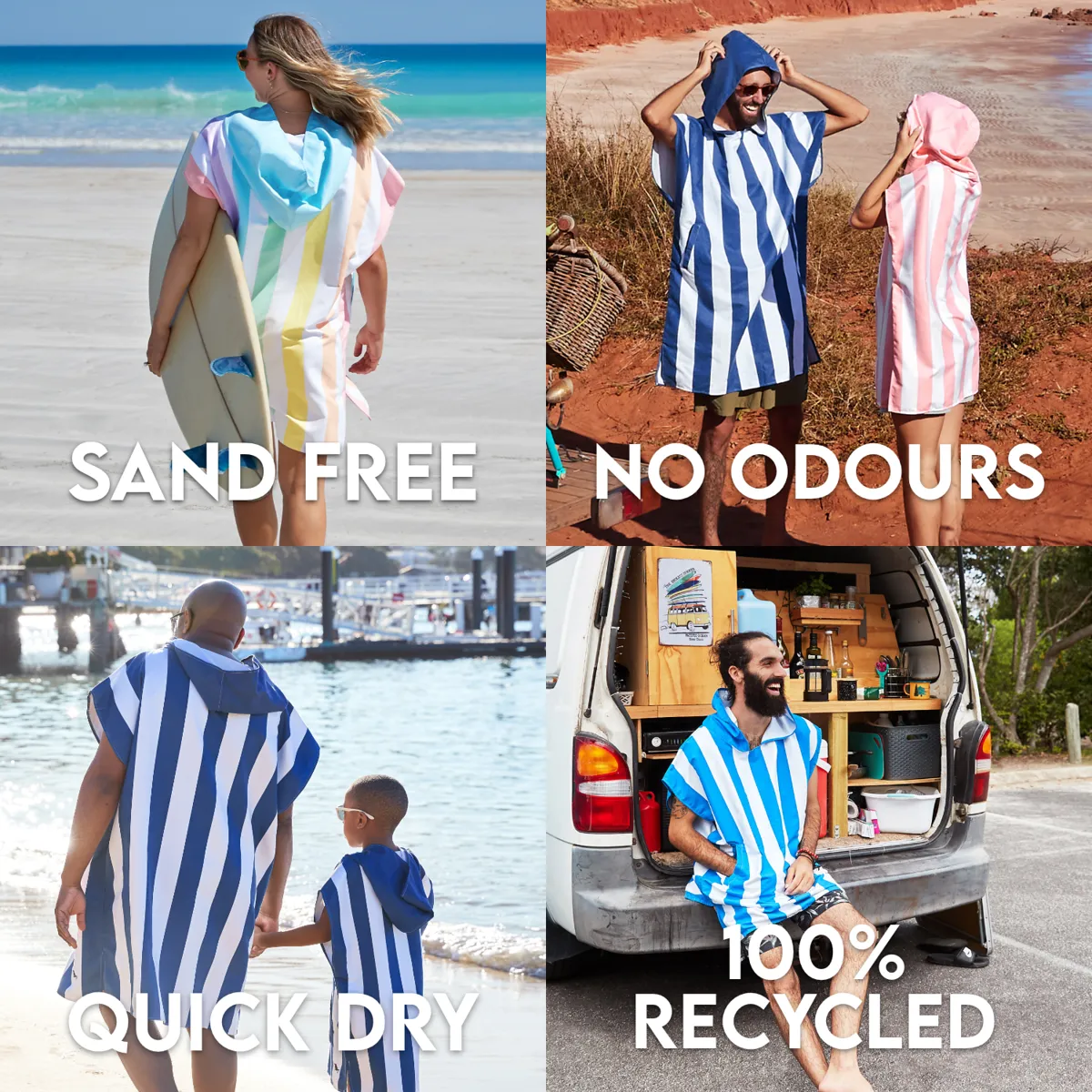 Dock & Bay Poncho Adults - Bondi Blue - Customised Embroidery Personalised for You