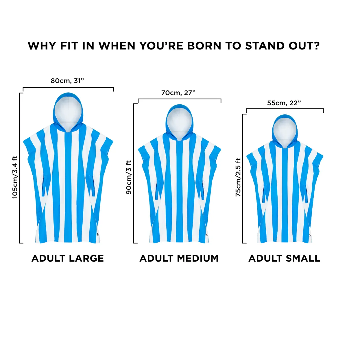 Dock & Bay Poncho Adults - Bondi Blue - Customized Embroidery Personalized for You