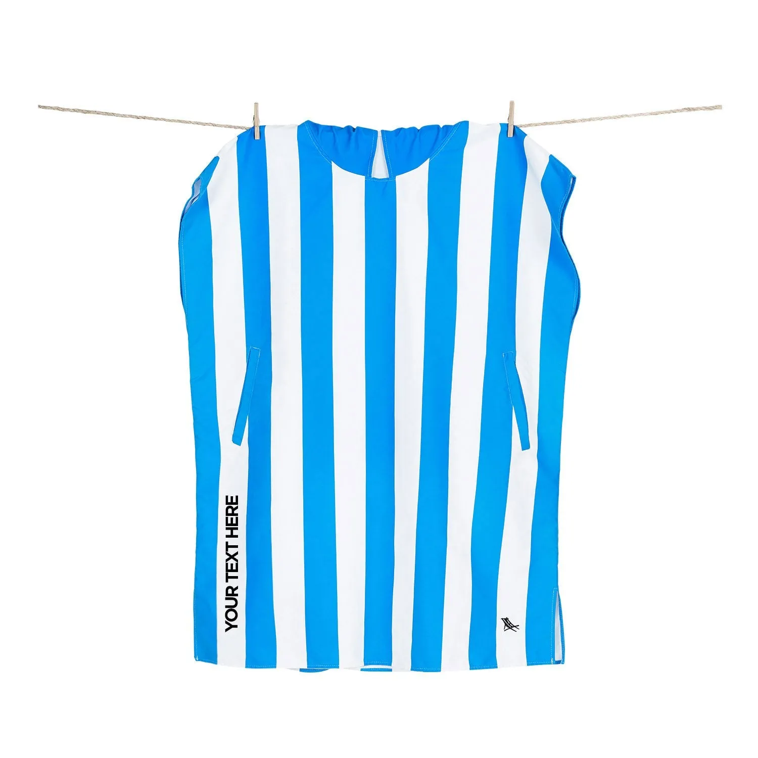 Dock & Bay Poncho Adults - Bondi Blue - Customized Embroidery Personalized for You
