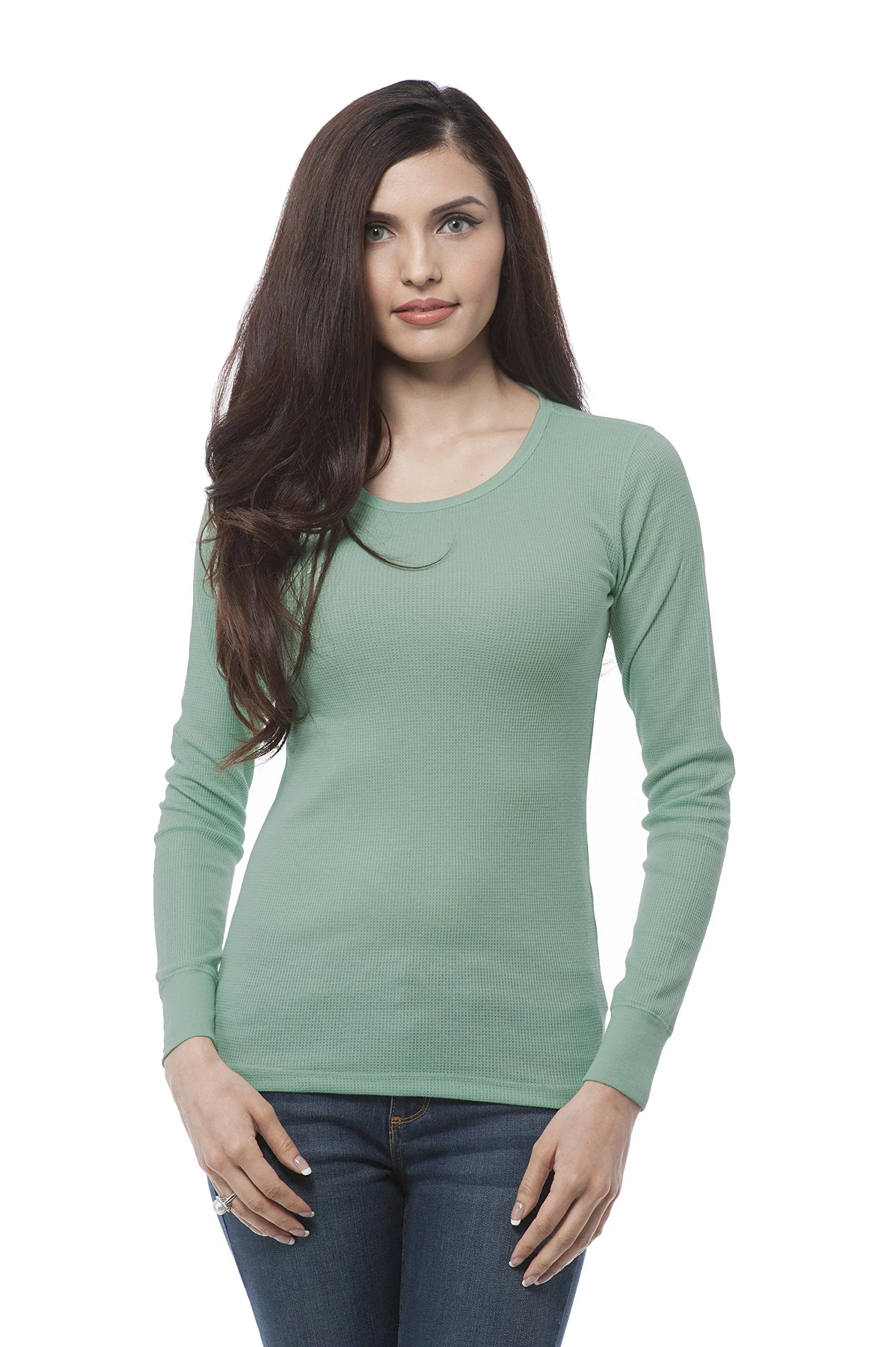 Hollywood Star Fashion Plain Crewneck Long Sleeve Thermal Shirt Top