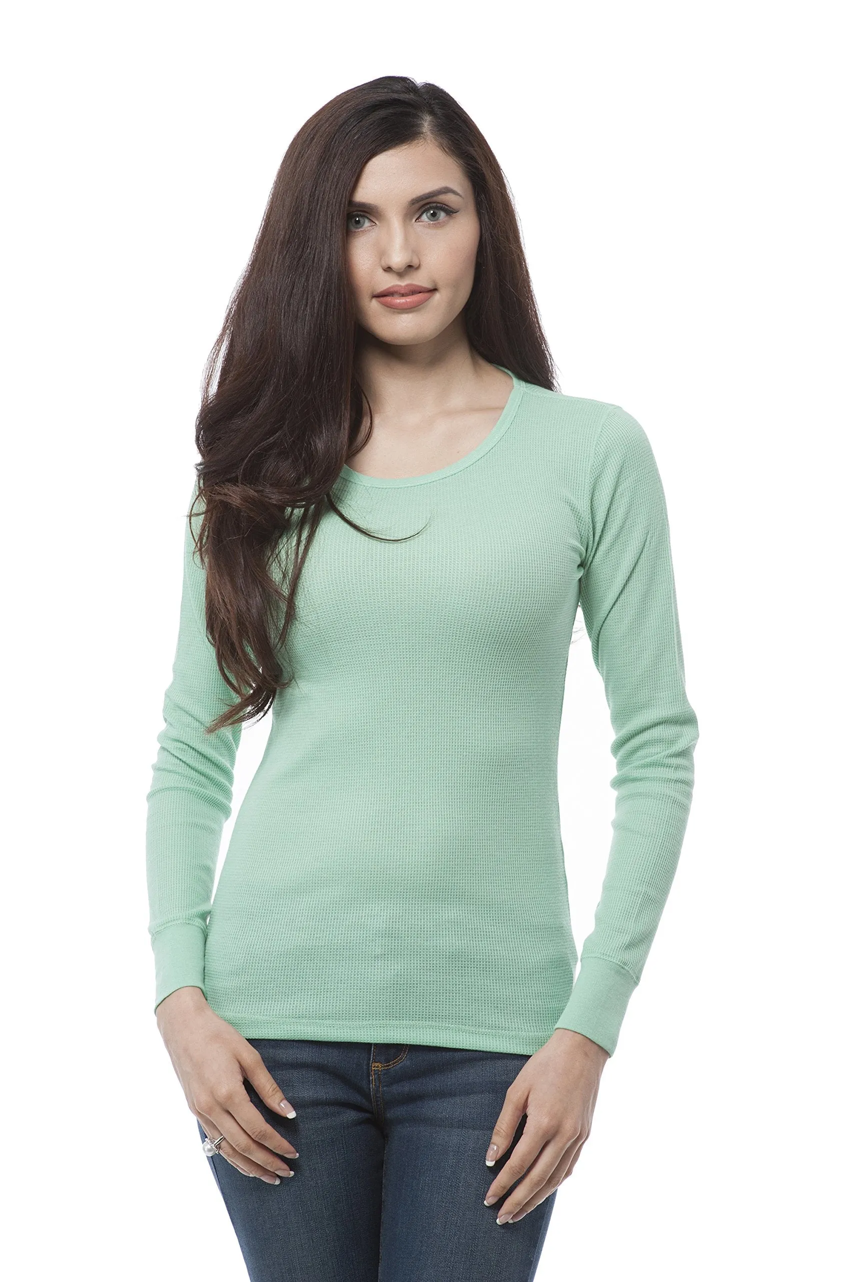Hollywood Star Fashion Plain Crewneck Long Sleeve Thermal Shirt Top