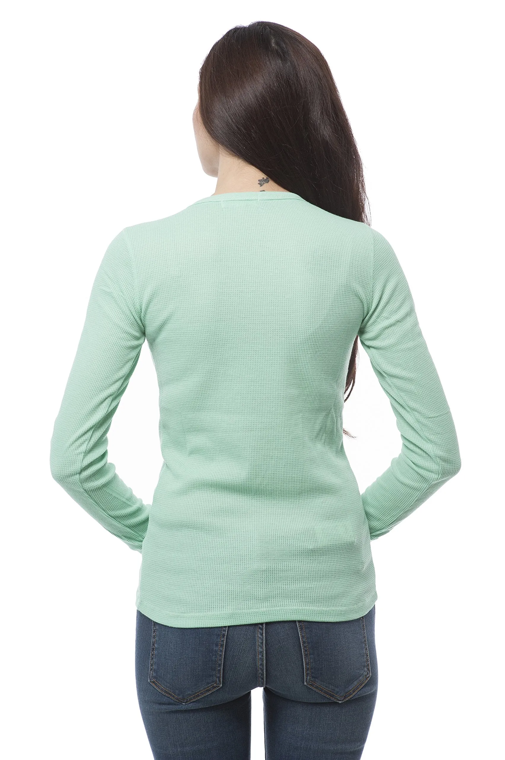 Hollywood Star Fashion Plain Crewneck Long Sleeve Thermal Shirt Top