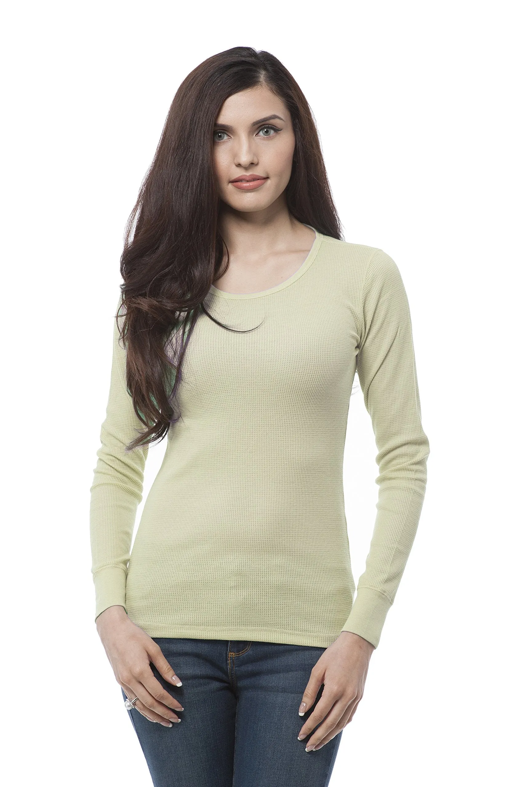 Hollywood Star Fashion Plain Crewneck Long Sleeve Thermal Shirt Top