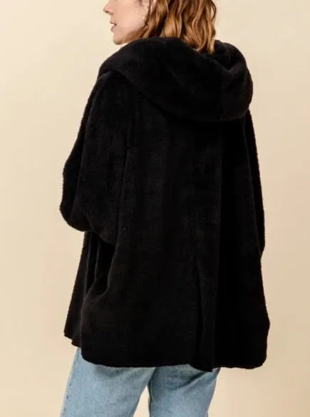 Hooded Long Sleeve 2 Pocket Teddy Coat