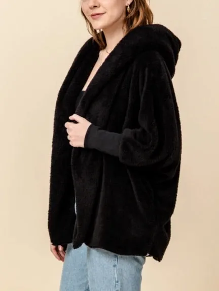 Hooded Long Sleeve 2 Pocket Teddy Coat