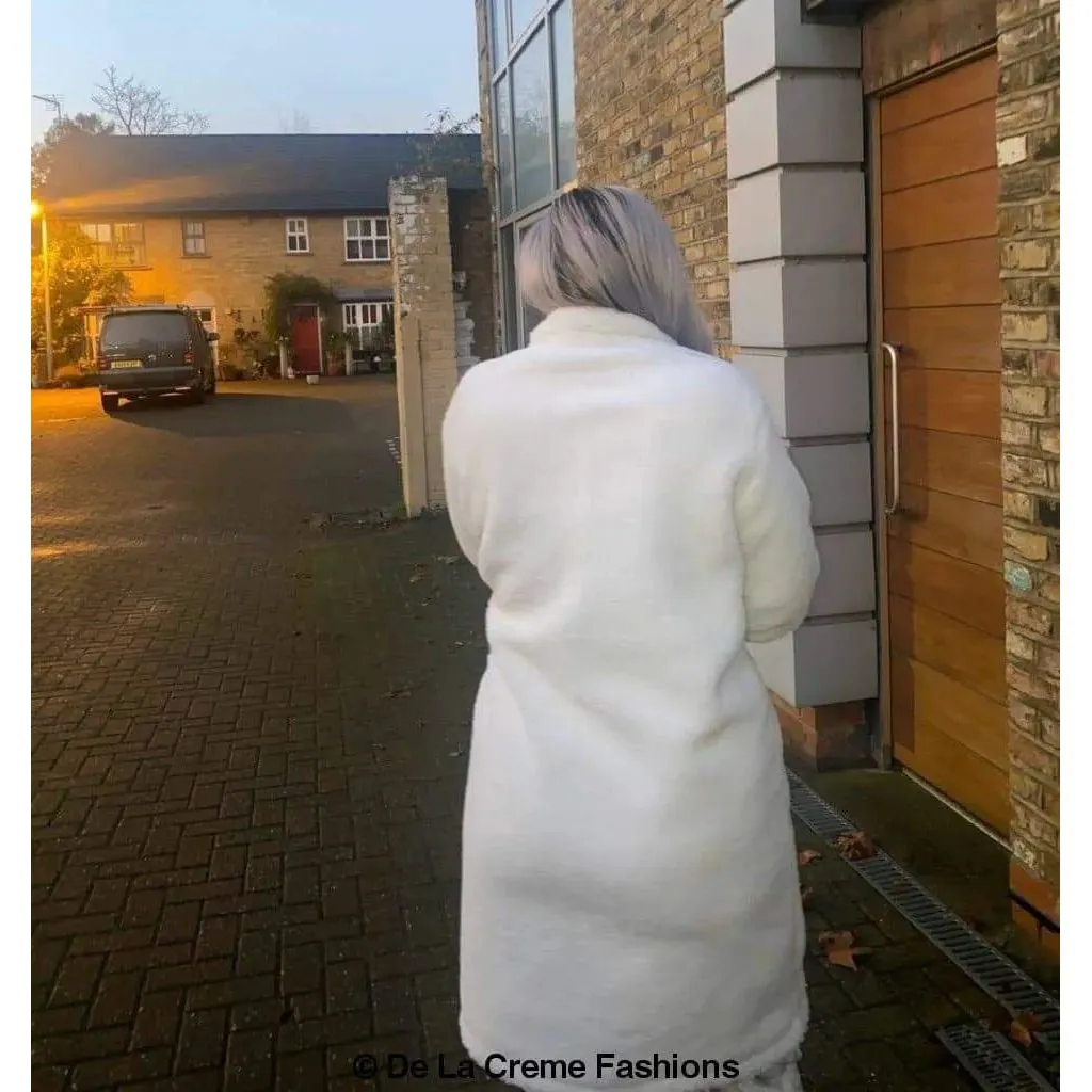 Jackie Double Breasted Borg Teddy Midi Coat