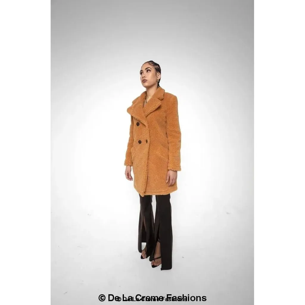 Janine Double Breasted Borg Teddy Coat