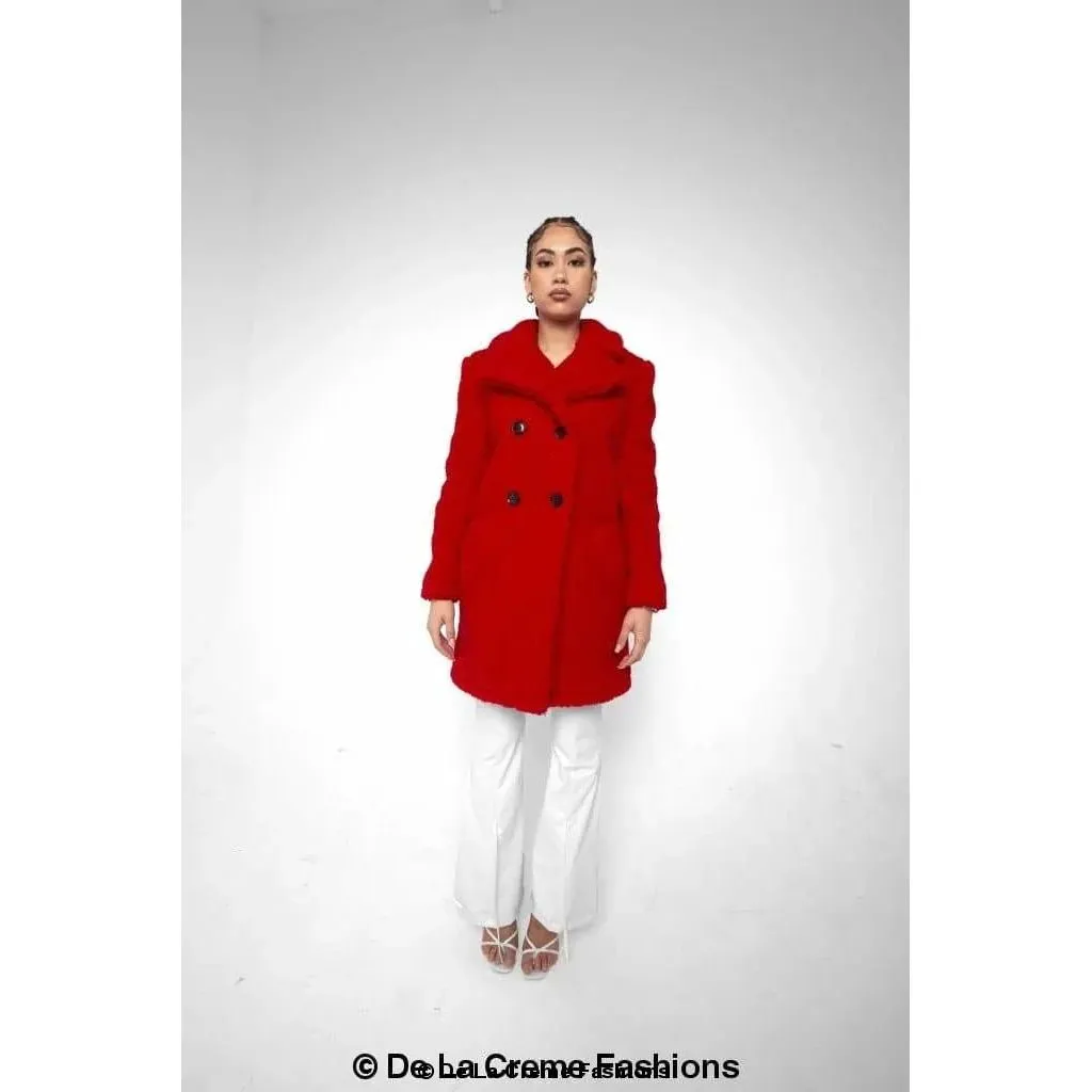 Janine Double Breasted Borg Teddy Coat