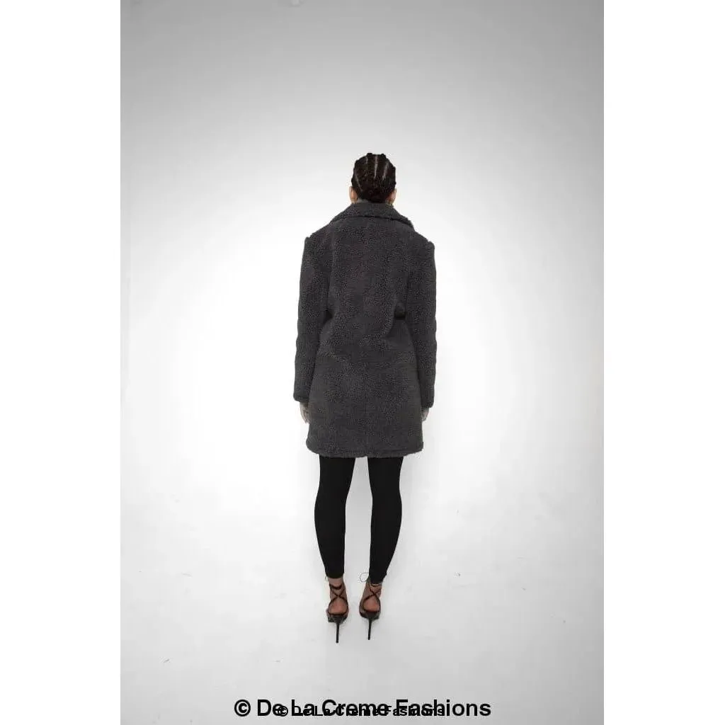 Janine Double Breasted Borg Teddy Coat