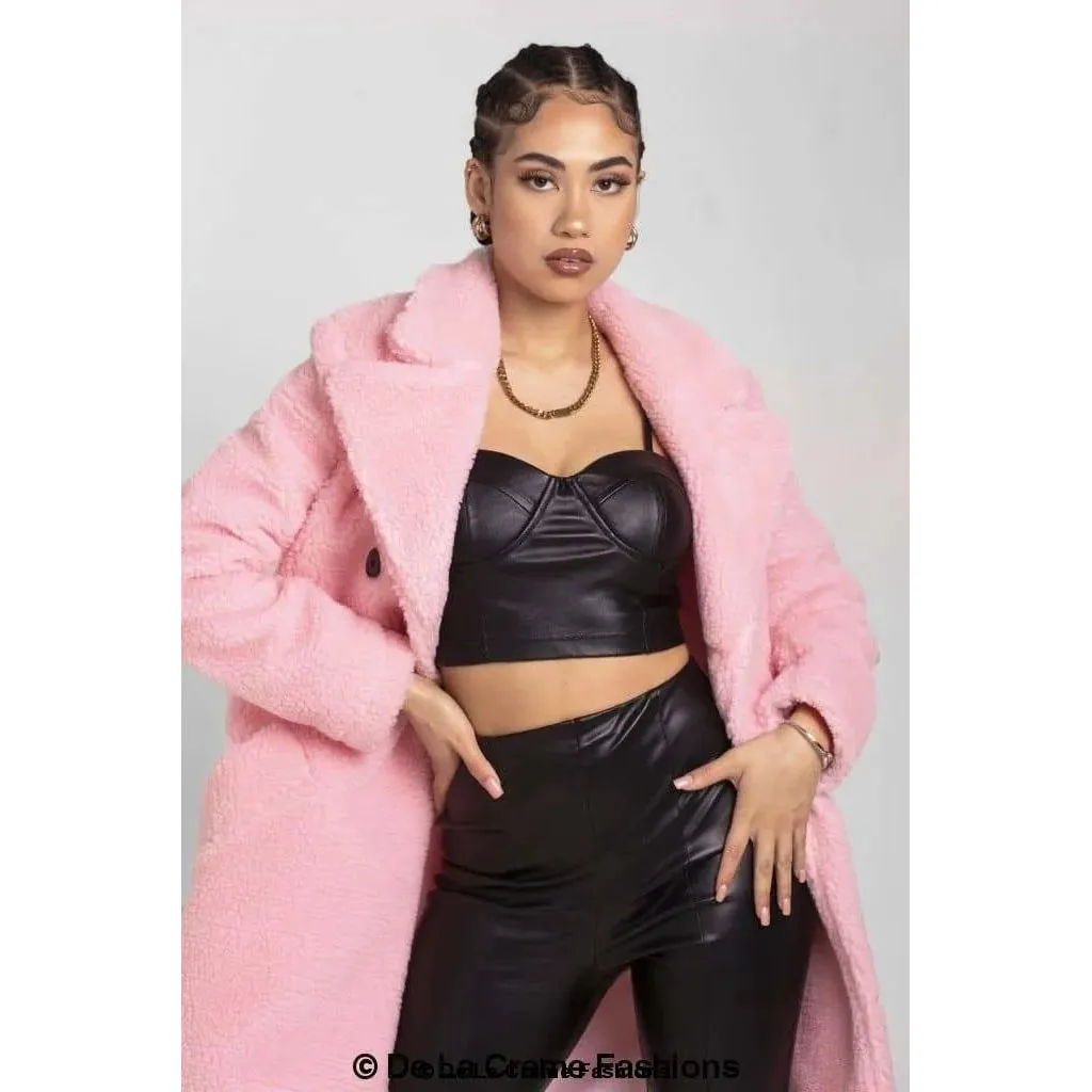 Janine Double Breasted Borg Teddy Coat