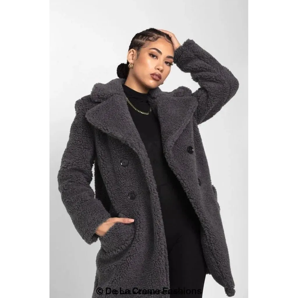Janine Double Breasted Borg Teddy Coat