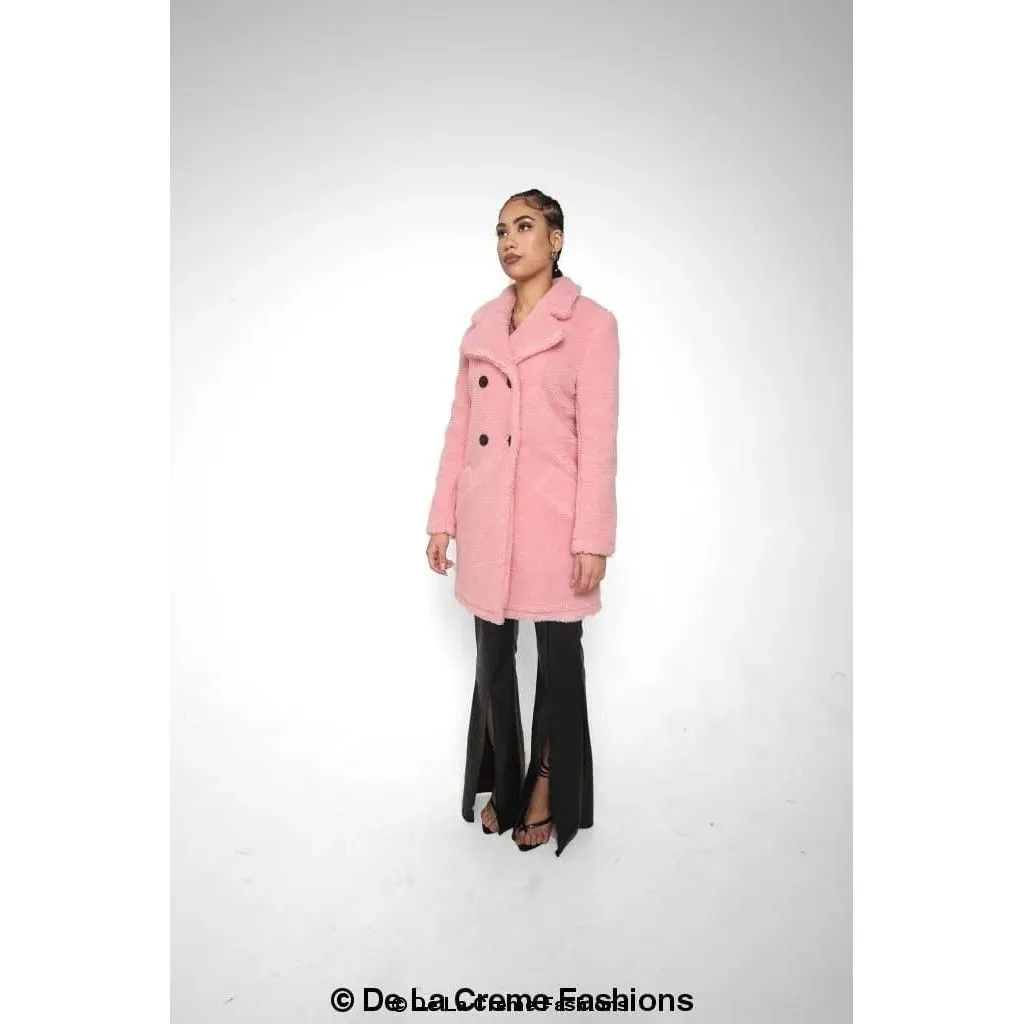 Janine Double Breasted Borg Teddy Coat