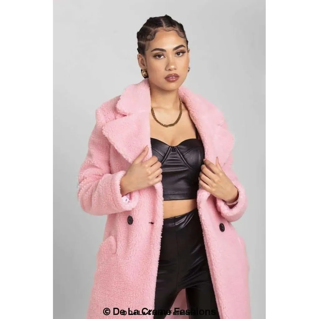 Janine Double Breasted Borg Teddy Coat