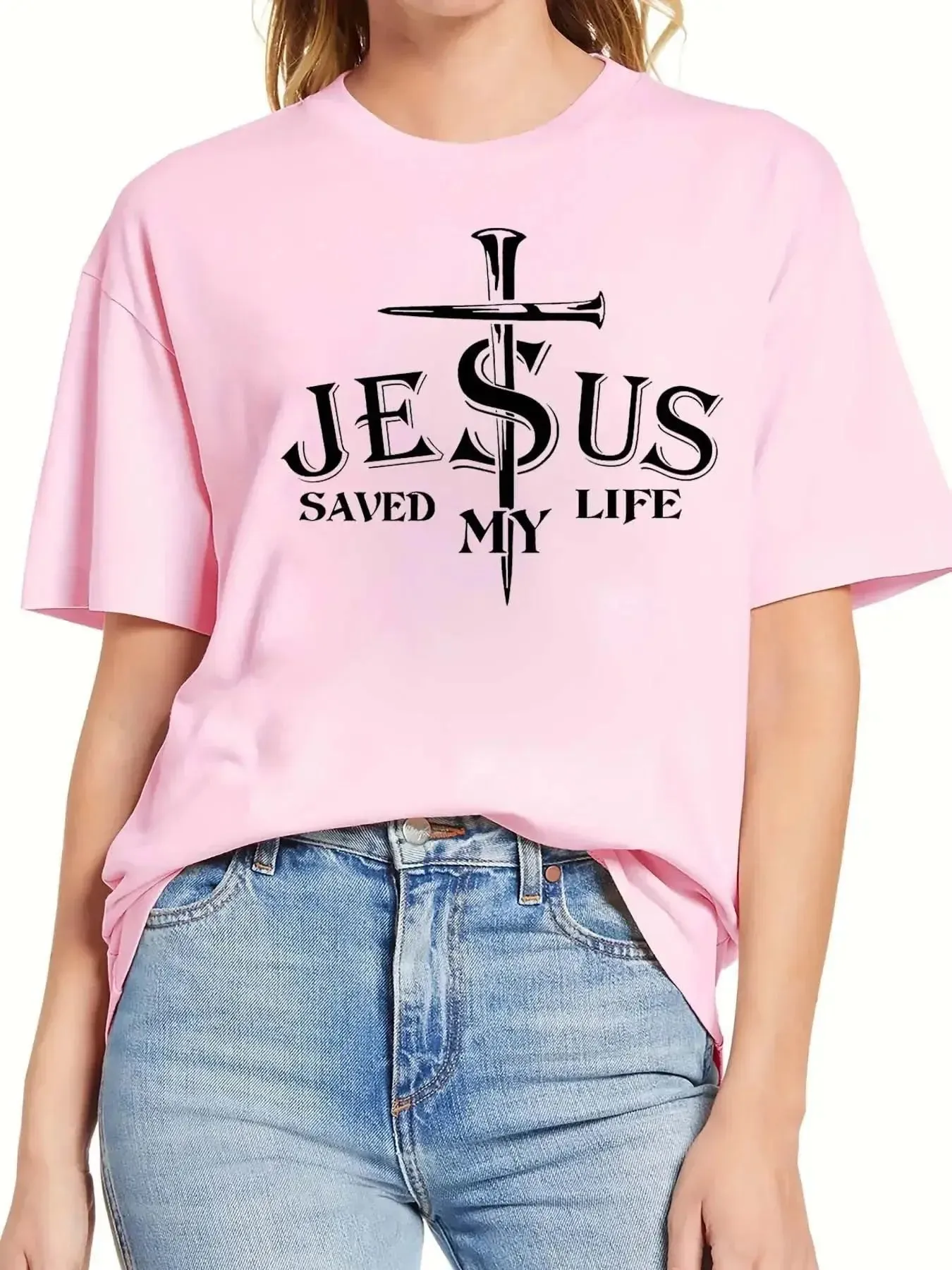 Jesus Saved My Life - Women's Casual Short Sleeve T-Shirt | Faith-Inspired Christian Apparel