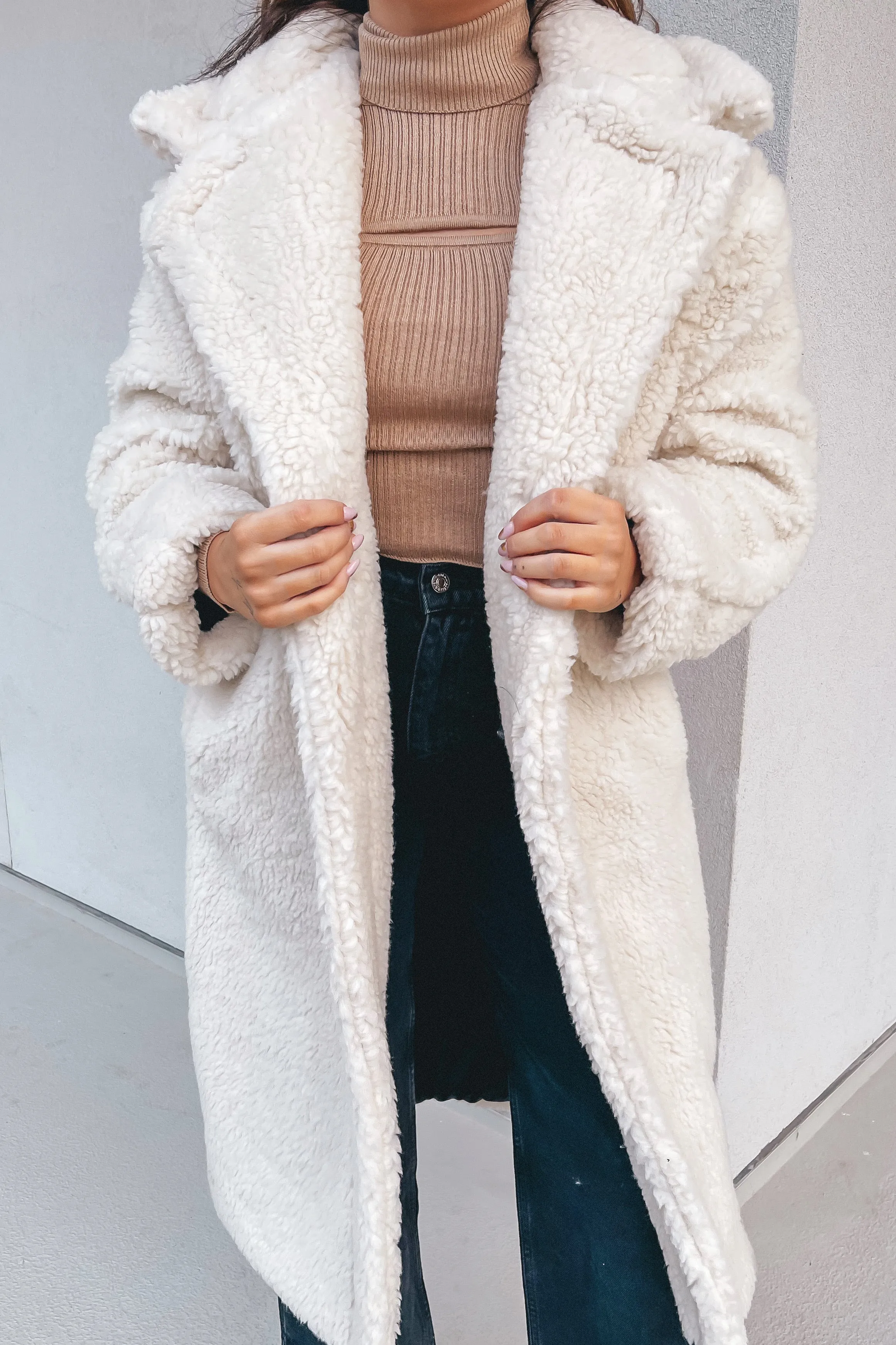 Khloe Oversized Teddy Coat - Ivory